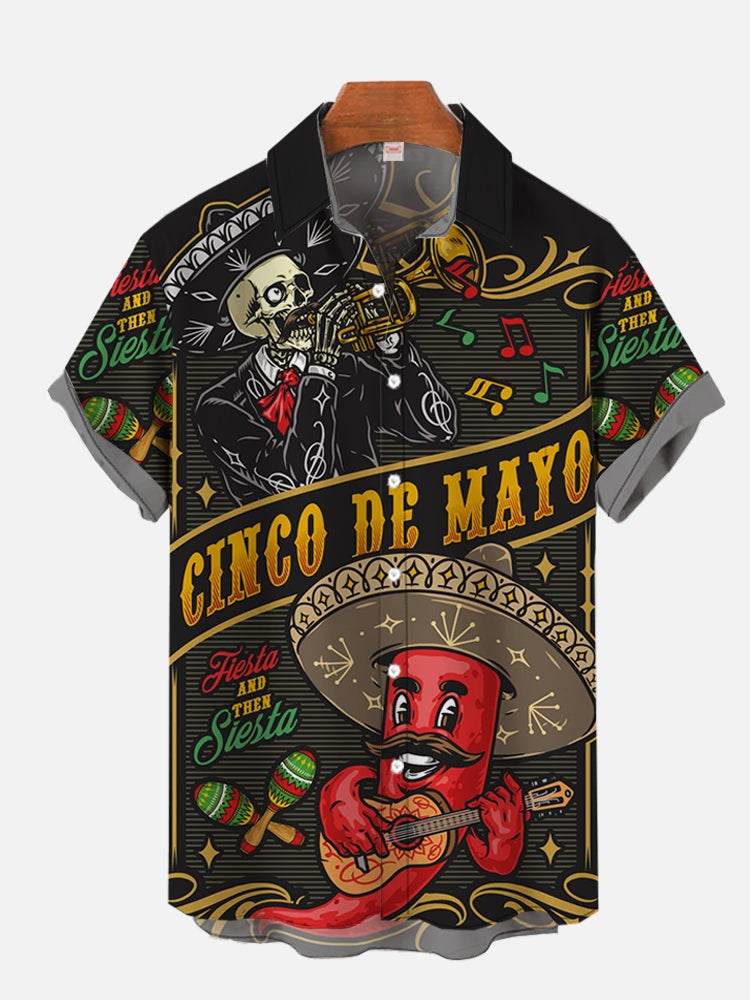 2024 Fashion Men's Hawaiian shirts Mexican Style Colorful Graffiti Art Poster Prints Short Sleeve Shirt Hawaii style clothing