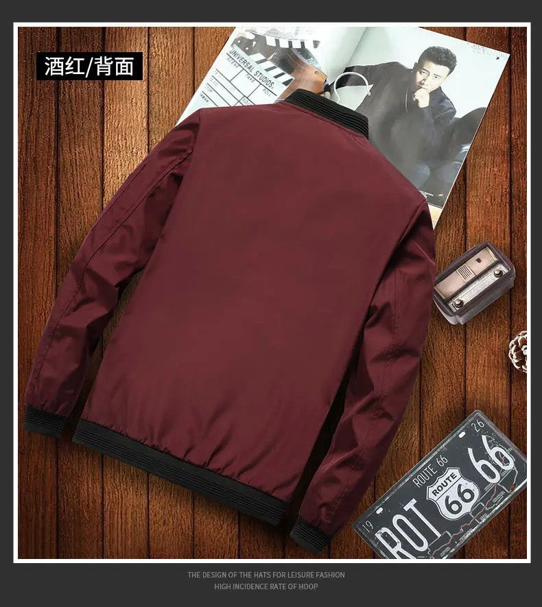 Men's Jacket Autumn Long Sleeve Baseball Uniform Windproof Cycling Thin Jacket Solid Zipper Casual Jacket Outdoor Sports Coat
