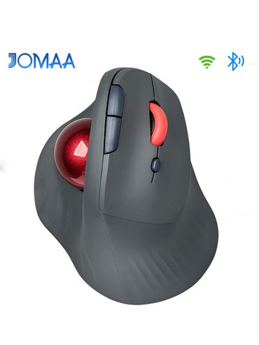 JOMAA Bluetooth + 2.4G Wireless Trackball Mouse, Silent Ergonomic Roller Ball Mice, Vertical Thumb Mouse, 2 Device Connection