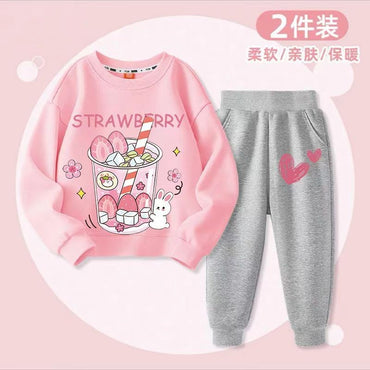 Autumn Kid Girls Clothes Set Children Boy Printed Sweatshirts Top And Pants Bottom 2 Pieces Suit Baby Long Sleeve Tracksuits