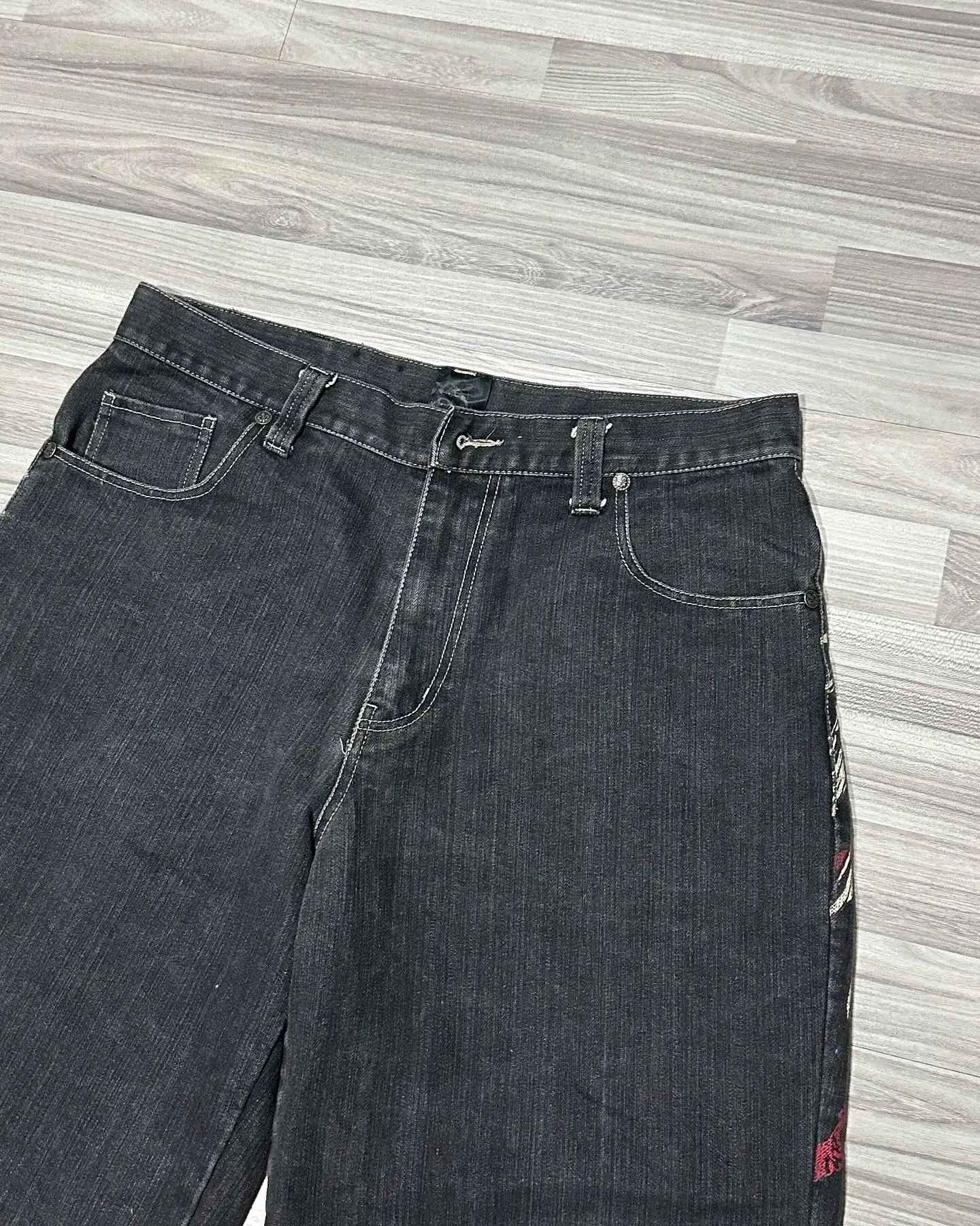 American Fashion Hip Hop Embroidered Denim Shorts Men Street Y2K New Casual Vintage Loose Jeans Unisex Harajuku Punk Rock Shorts