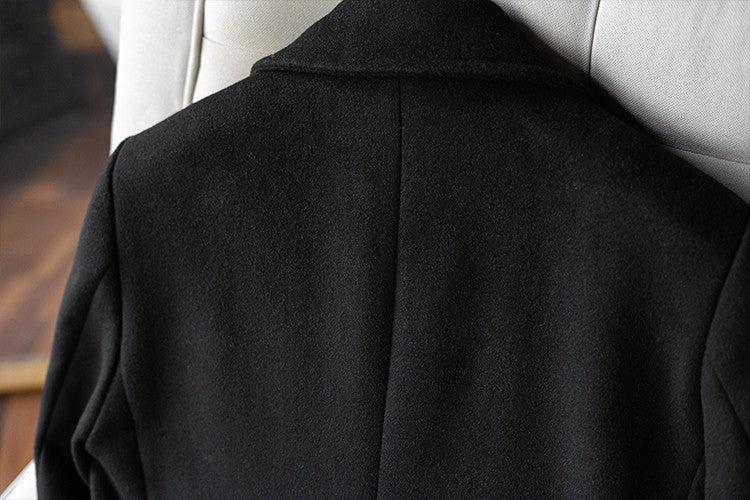 Mauroicardi Autumn Winter Long Warm Black Trench Coat Men Single Breasted Luxury Wool Blends Overcoat 2022 High Quality Clothing