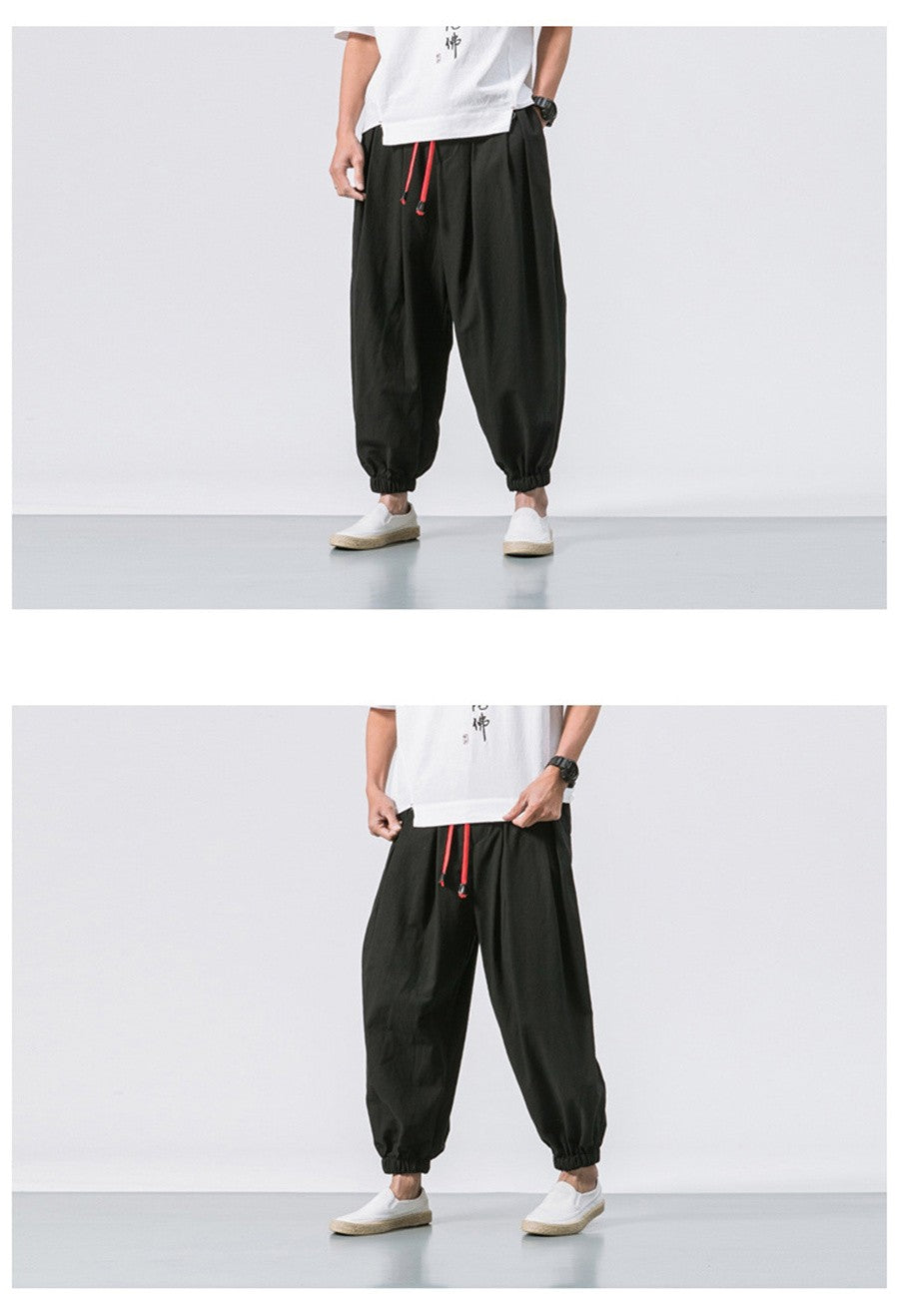 FGKKS Spring Men Loose Harem Pants Chinese Linen Overweight Sweatpants High Quality Casual Brand Oversize Trousers Male