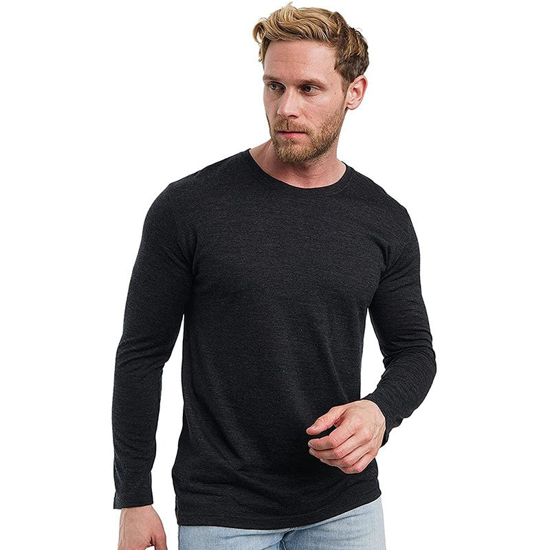 Men's 100% Merino Wool Base Layer 240G Shirt Thermal Top Warm Wicking Breathable Anti-Odor Underwear Warm Base Layer Clothing