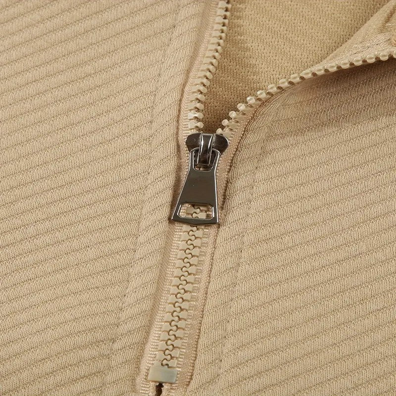 Men's Business Casual Polo Long Sleeve T-shirt spring and autumn Twill jacquard zipper polo shirt Comfortable and Breathable Top