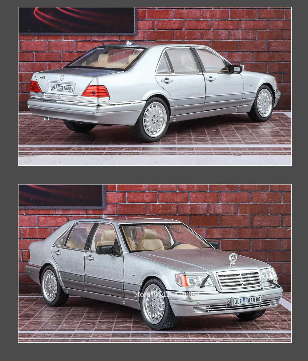 1:24 300SL W140 Carro de Brinquedo Modelo de Liga Fundido com Luz e Som, Carroceria Aberta, Modelos em Miniatura, Brinquedos Clássicos de Presente para Meninos