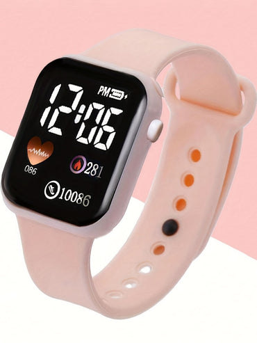 Set of 6 minimalist square LED watches with butterfly pearl jewelry