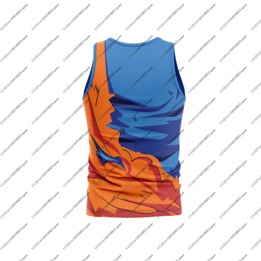 Anime Cosplay Men Vest Top Sportswear Gym Breathable Gift Goku Torn Gi Dragon Ball Z Tank Top Basketball Jersey Fitness Tee New