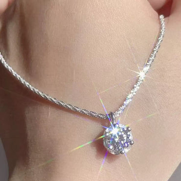TEN CARATS s925 Sterling Silver VVS1 Moissanite Classic Crown Necklace for Women Gift GRA Certified Jewelry free delivery