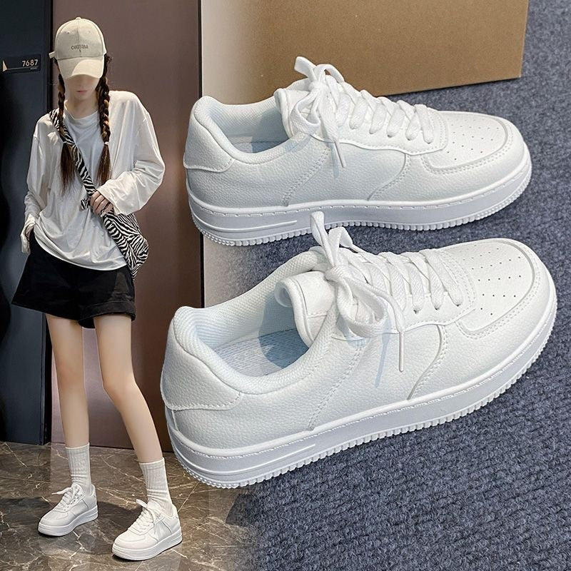 New Casual Small White Sneakers Lightweight Comfortable Sports Board Shoes Fashionable Solid Color Tennis Sneakers for Women