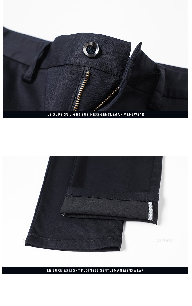 Spring Summer Straight Suit Pants Men Cotton Business Stretch Royal Blue Khaki Black Thin Office Formal Trousers Male Size 40 42