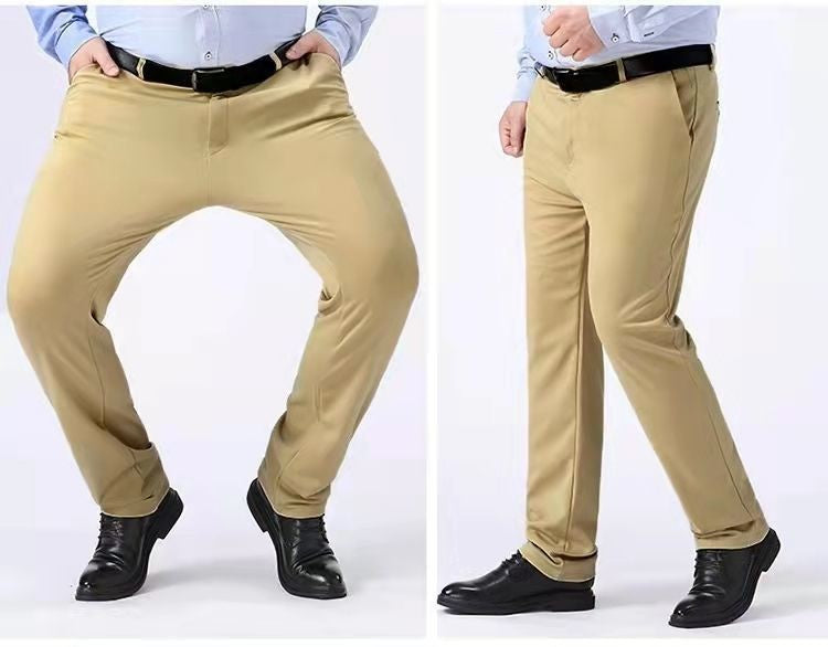 Men Summer Suit Pants Casual Pants Business Fashion Classic Solid Color Stretch Straigh Thin Cotton Trousers Plus Size A177