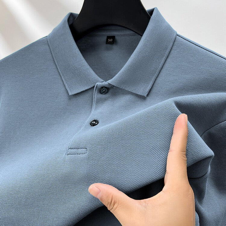 Durable 100% Cotton Men Polo Shirt,Autumn Leisure Long Sleeve, Breathable Lapels T-shirt, 16 Colors, Perfect for Golf and Sports
