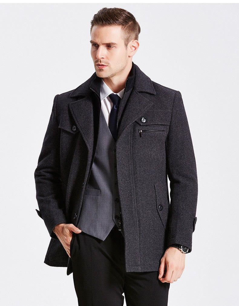 Winter Men's Jacket Oversized Wool Overcoat Solid Warm Pea Coats Thicken Casual Woolen Coat Men Clothing Parka A3F1303