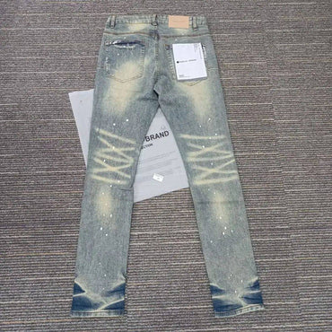 Hong Kong Style Hip Hop Men's Jeans Summer New Letter Print High Street Trendy Long Pants Cool And Handsome Cross Border