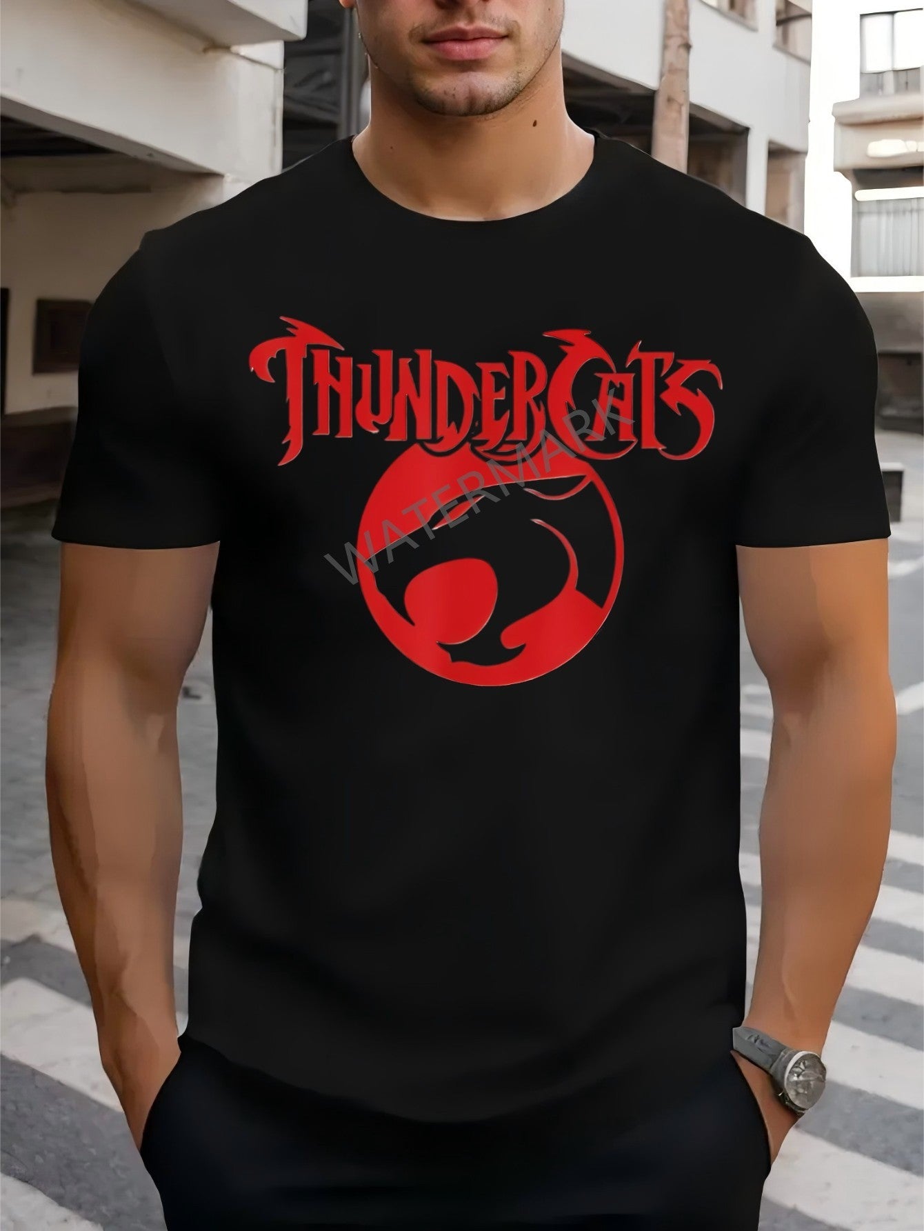 Graphic Thundercats Comfortable Cotton Graphic Thundercats Men's Casual T Shirt Knit Slightly Stretchable Fabric