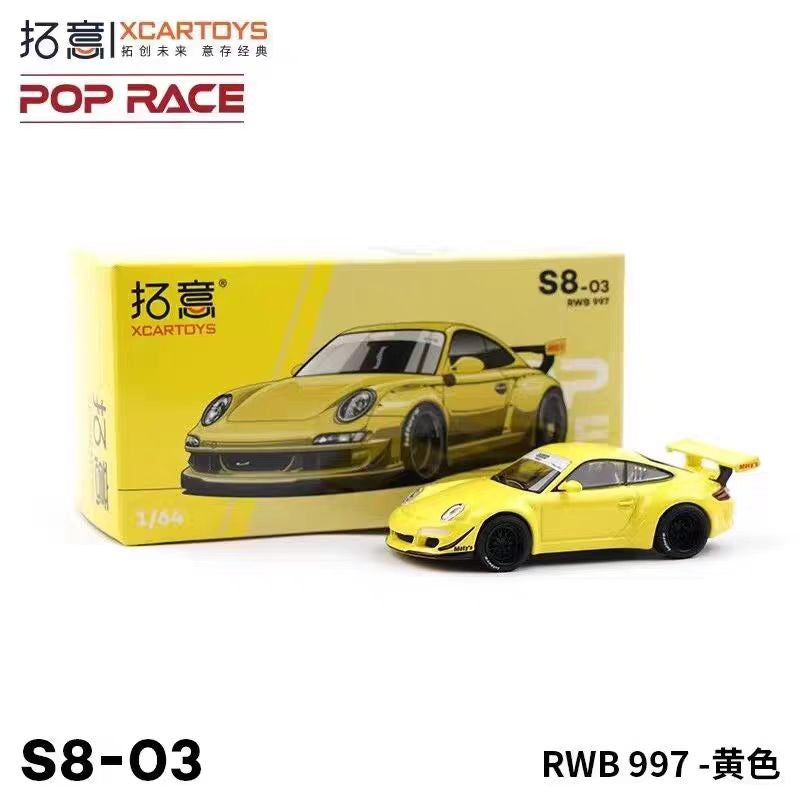 POP RACE 1/64 Porsche RWB Skyline GTR PANDEM DATSUN Mazda RX7 Toyota Coleção de Carros Miniatura de Liga Fundida em Vitrine