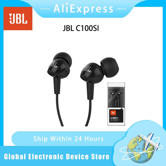 JBL C100SI In-Ear Wired Stereo Headphones for Online Classes, Meetings, Gaming, Laptop Use, with Microphone for Calls, Airy