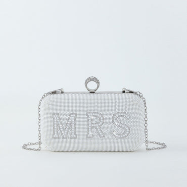 I Do Letter Evening Bags For Women Bridal Clutches Pearl Beading Wedding Party Purse Trendy Designer Chain Shoulder Handbag