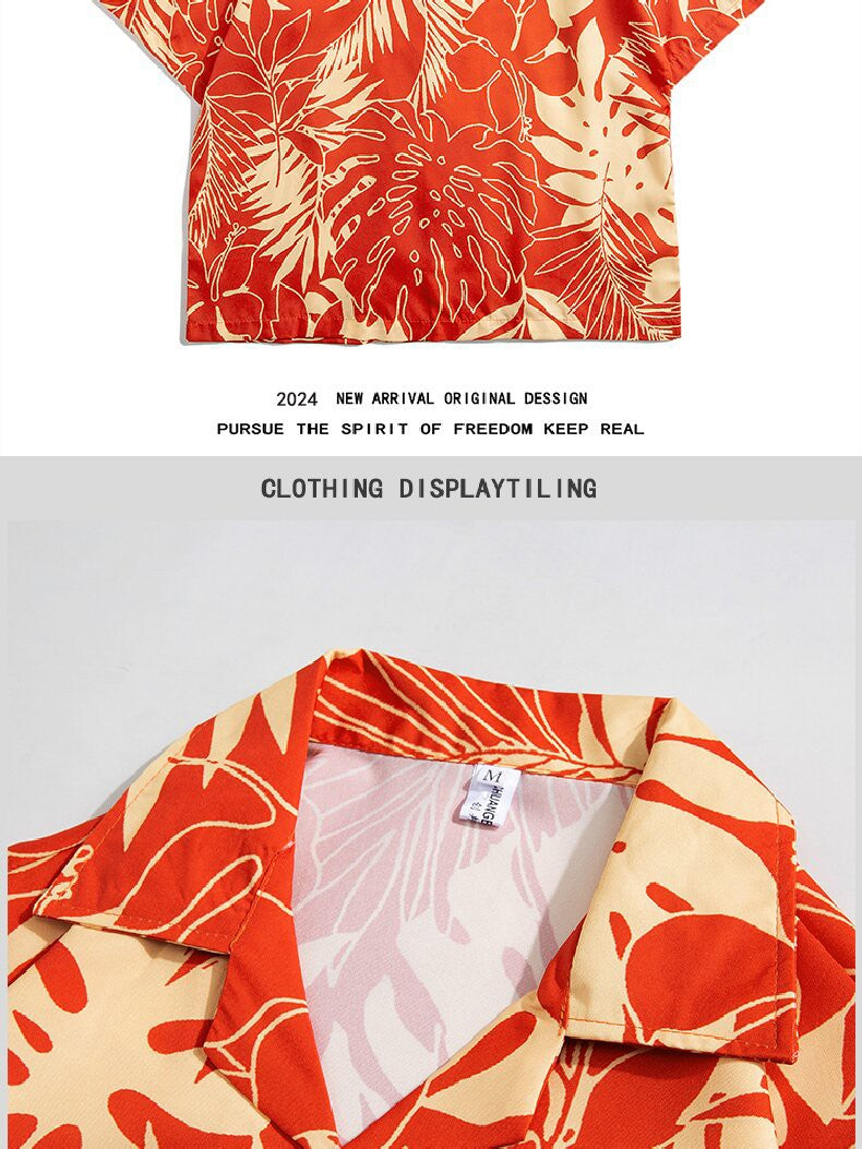 Summer men's floral shirt, designed in Hawaiian beach style, short sleeved casual shirt, ice silk quick drying loose top