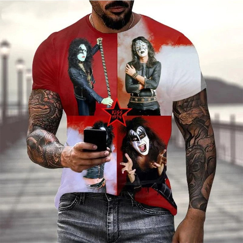 New Kiss Rock Band 3D Print T-Shirts Men Women Fashion Hip Hop Streetwear Oversized Short Sleeve T Shirt Kids Tees Tops Clothing