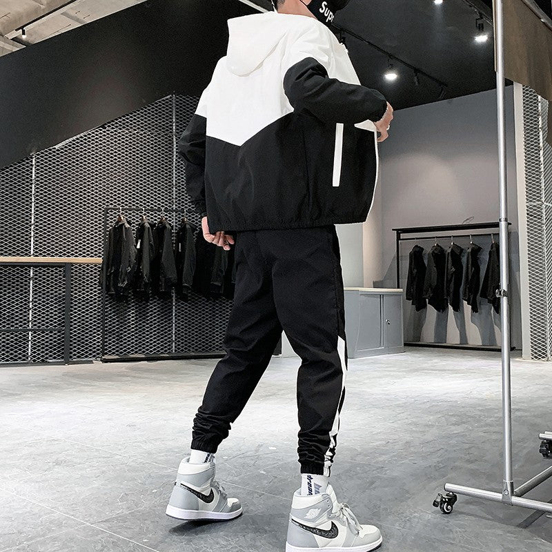 2025 Men Tracksuit Casual Joggers Hooded Sportswear Jackets And Pants 2 Piece Sets Hip Hop Running Sports Suit