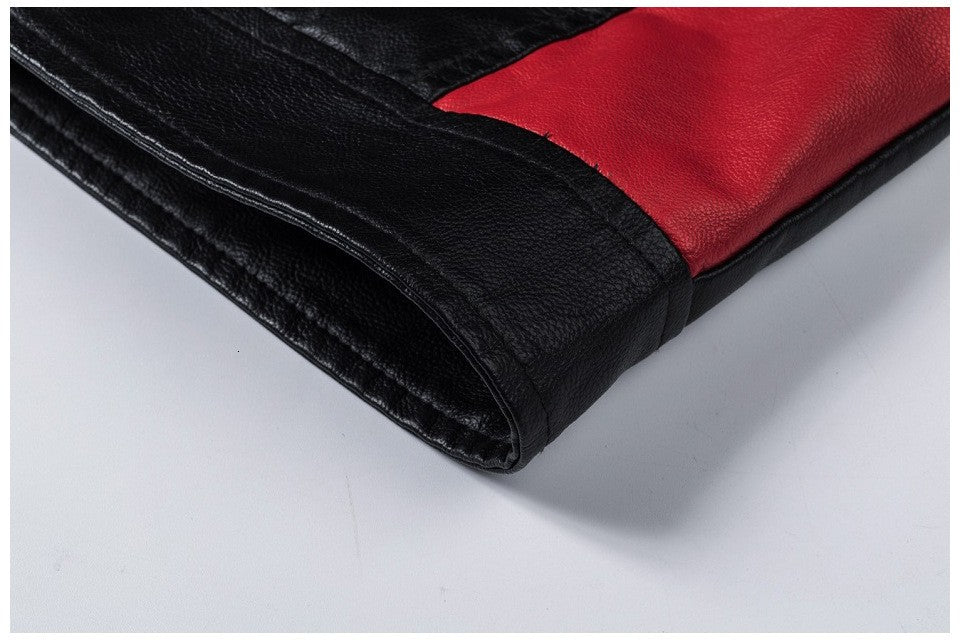 Motorcycle Jacket Leather Men Coat Bomber Waterproof Warm Fashion Splicing Vintage Stand Collar Riding Black Long Jacket Plus