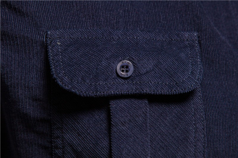 2021 New Single Breasted 100% Cotton Men's Shirt Business Casual Fashion Solid Color Corduroy Men Shirts Autumn Slim Shirt Men