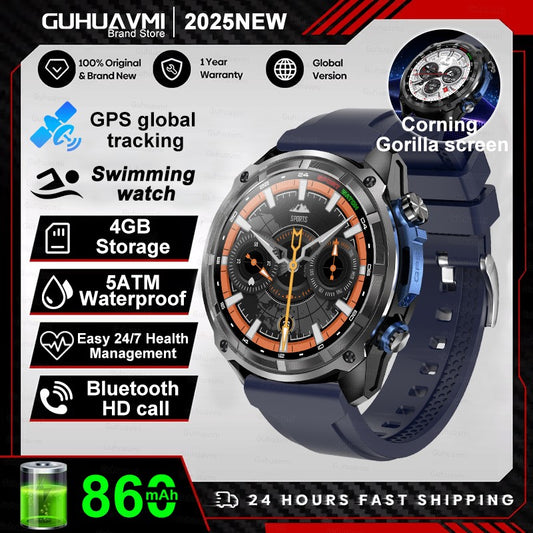 NEW 4GB Memory Video Player Smart Watch AMOLED With GPS Offline Maps Military Sports Smartwatch Men 30m Swim Waterproof Bracelet