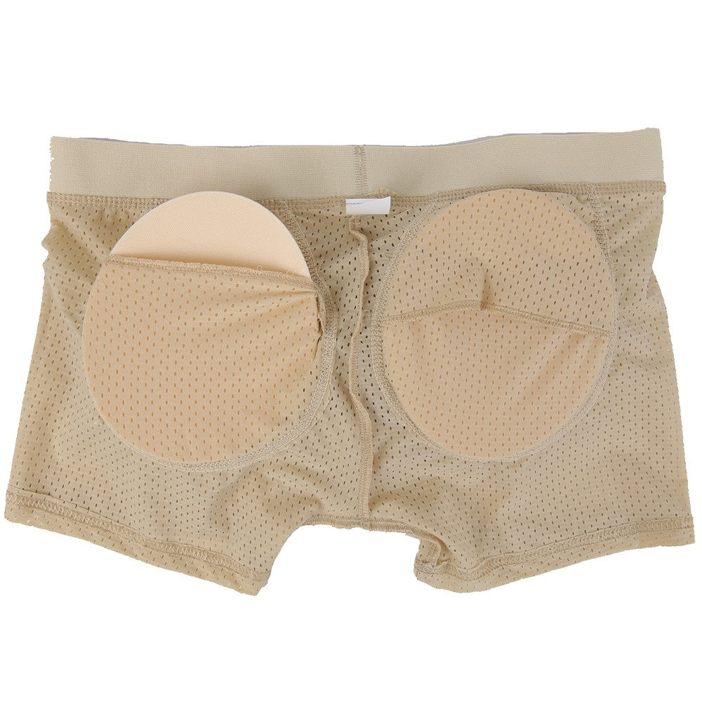 Men Hip Lift Body Shaper Sponge Fake Butt Padded Boxer Briefs Hollow out Breathable Slimming Underwear Body Shaping Enhancement