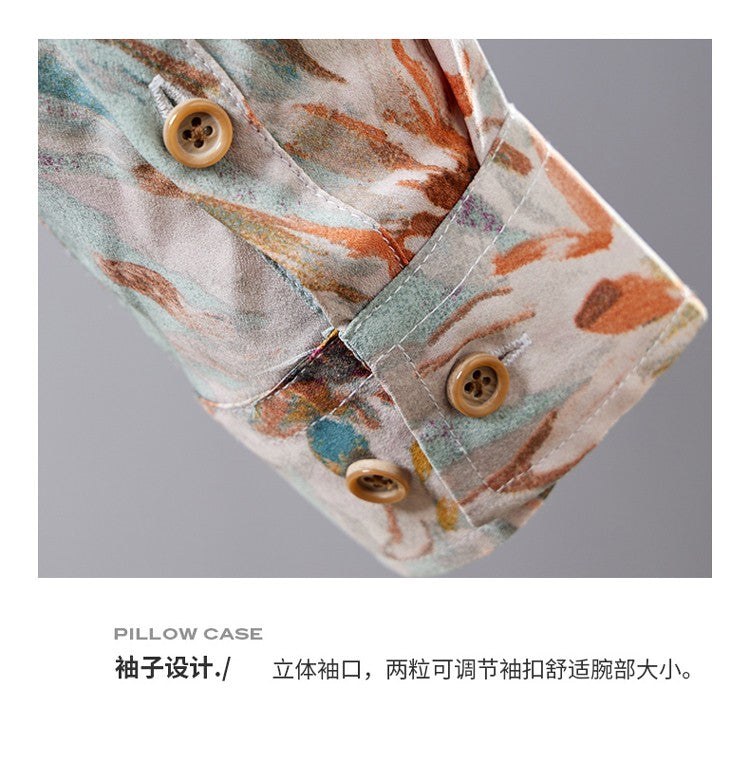 QJ CINGA Brand Men Leopard Print Long-sleeved Shirt, White Single-breasted Button-down Collar Printed Shirts, Asian Size M-6XL