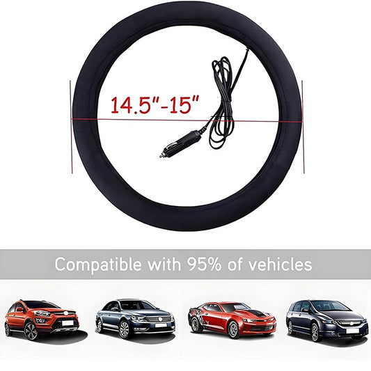 Hot 12V Heated Steering Wheel Cover Warm In Winter Universal Fit Steering Wheel Protector Outer For Cars Trucks Car Accessories