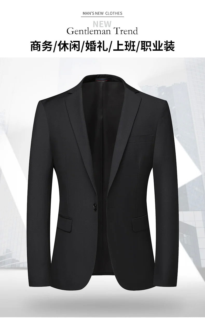Blazer New Men's Fashion Business Solid Color British Style Professional Work Groom Wedding Dress Best Man Blazer Jacket