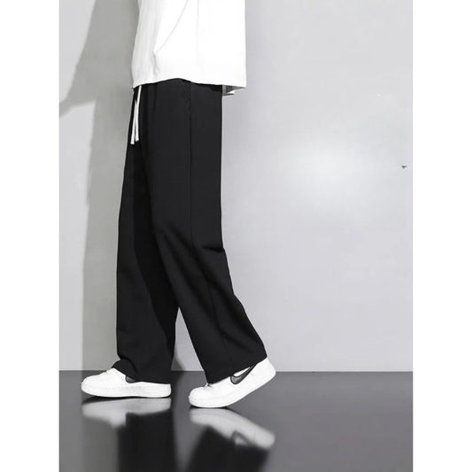 Men's casual straight-leg loose sweatpants Korean style autumn and winter fashion simple drape men's sports trousers