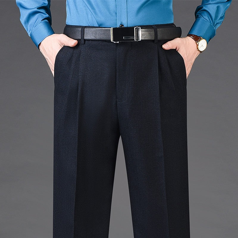 High Waist Wool Cashmere Suit Pants Men Double Pleated Winter Autumn Dress Trousers for Male Formal Business Size 29-50 52 54 56