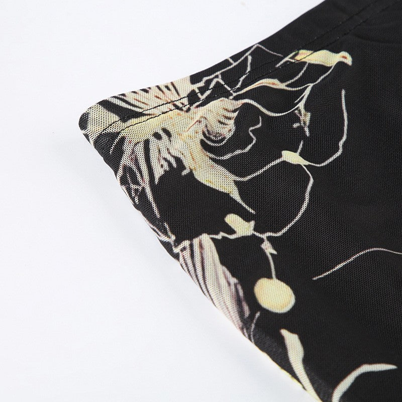 Goth Dark Y2K Aestheics Double Layer Mesh A-line Skirt Women Fashion Florals Pri