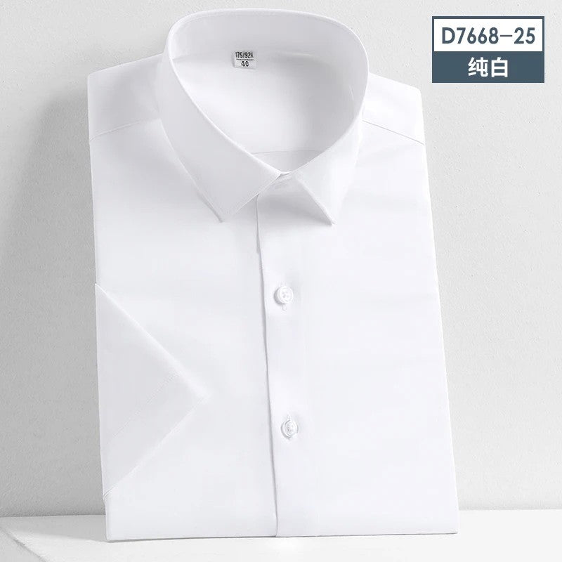 Stretch Anti-Wrinkle Smooth Men's Shirts Short Sleeves Dress Shirts For Men Slim Fit Camisa Social Business Blouse White Shirt