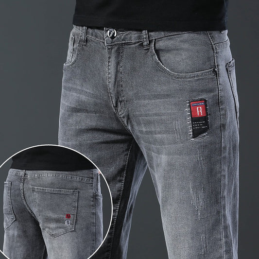 2024 Men's Fashion and Casual New Four Seasons Lightweight Long Pants Men's denim pants Straight leg pants Elastic jeans