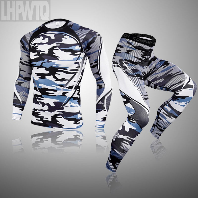 Men Compression Jogging suit Winter Thermal underwear Sports Suits Warm Men's Tr