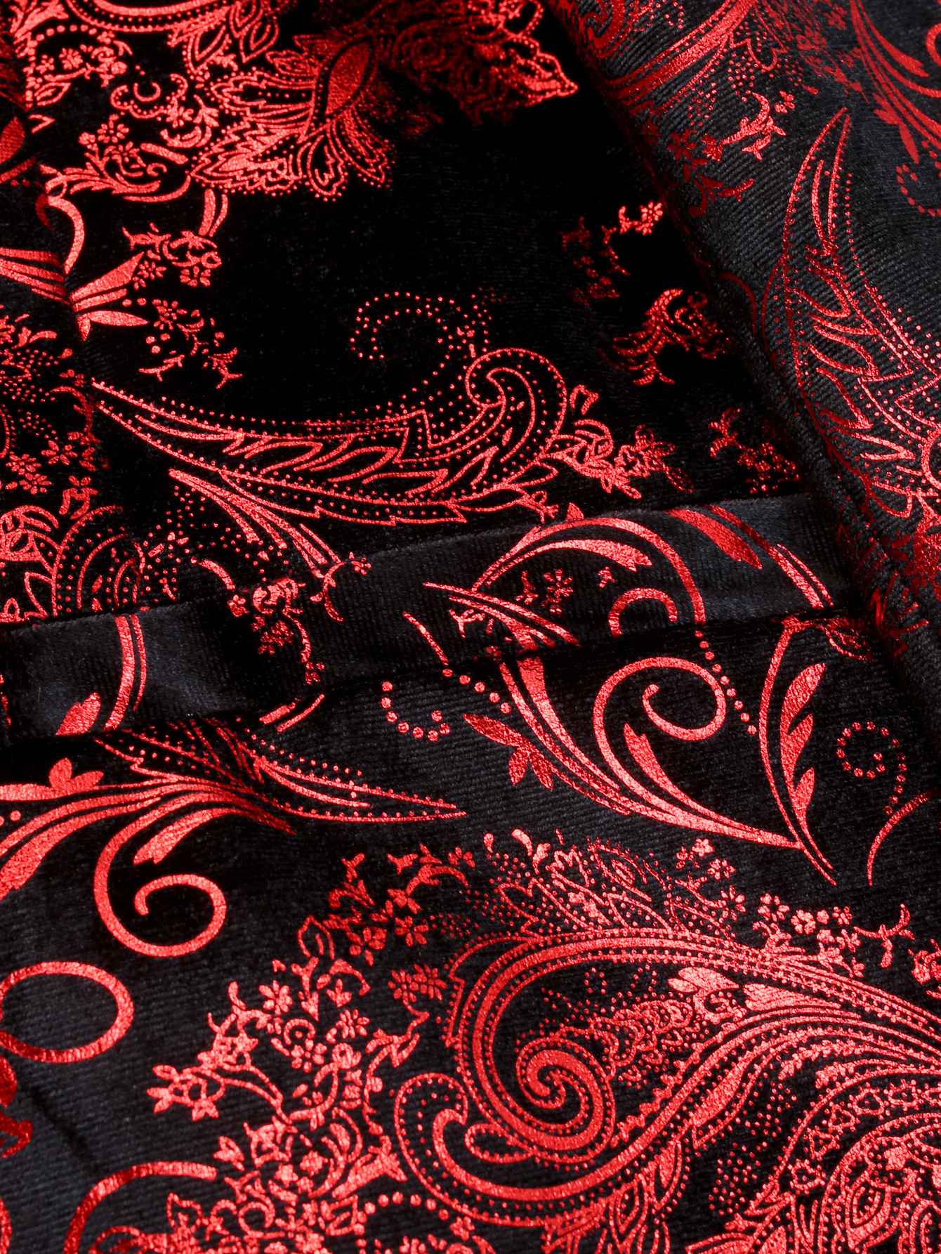 Men's Purple Print Suit Jacket Burgundy Long Sleeve Black Collar Single Button Coat for Wedding Party Stage Performance