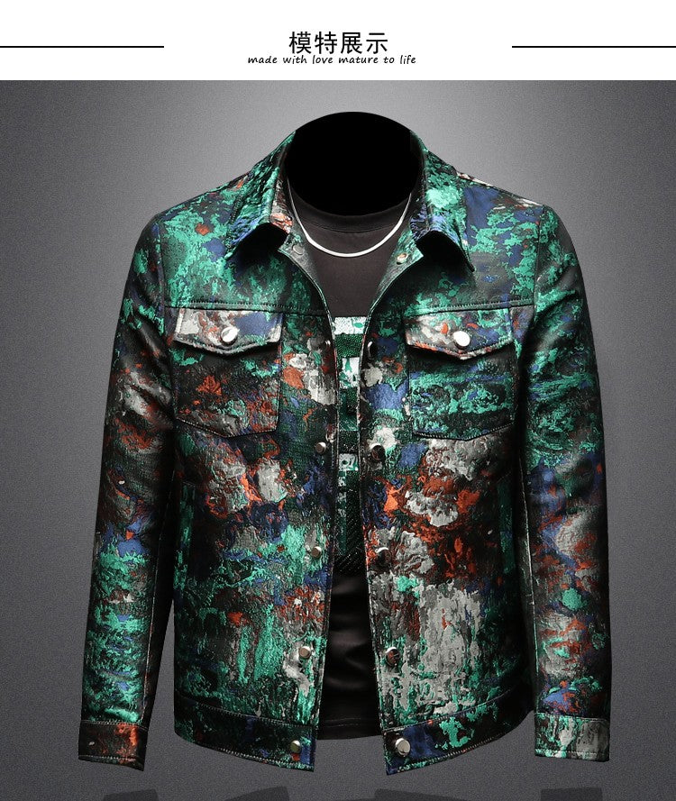 2025 Spring Vintage Jacquard Jacket Men Luxury Casual Business Social Jacket Social Streetwear Bomber Jacket Men Clothing M-4XL