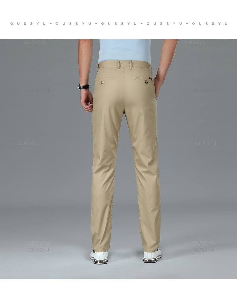 Spring Summer High Quality Luxury Straight Business Suit Pants Men Bamboo Fiber Designer Elegant Casual Long Formal Trouser Male