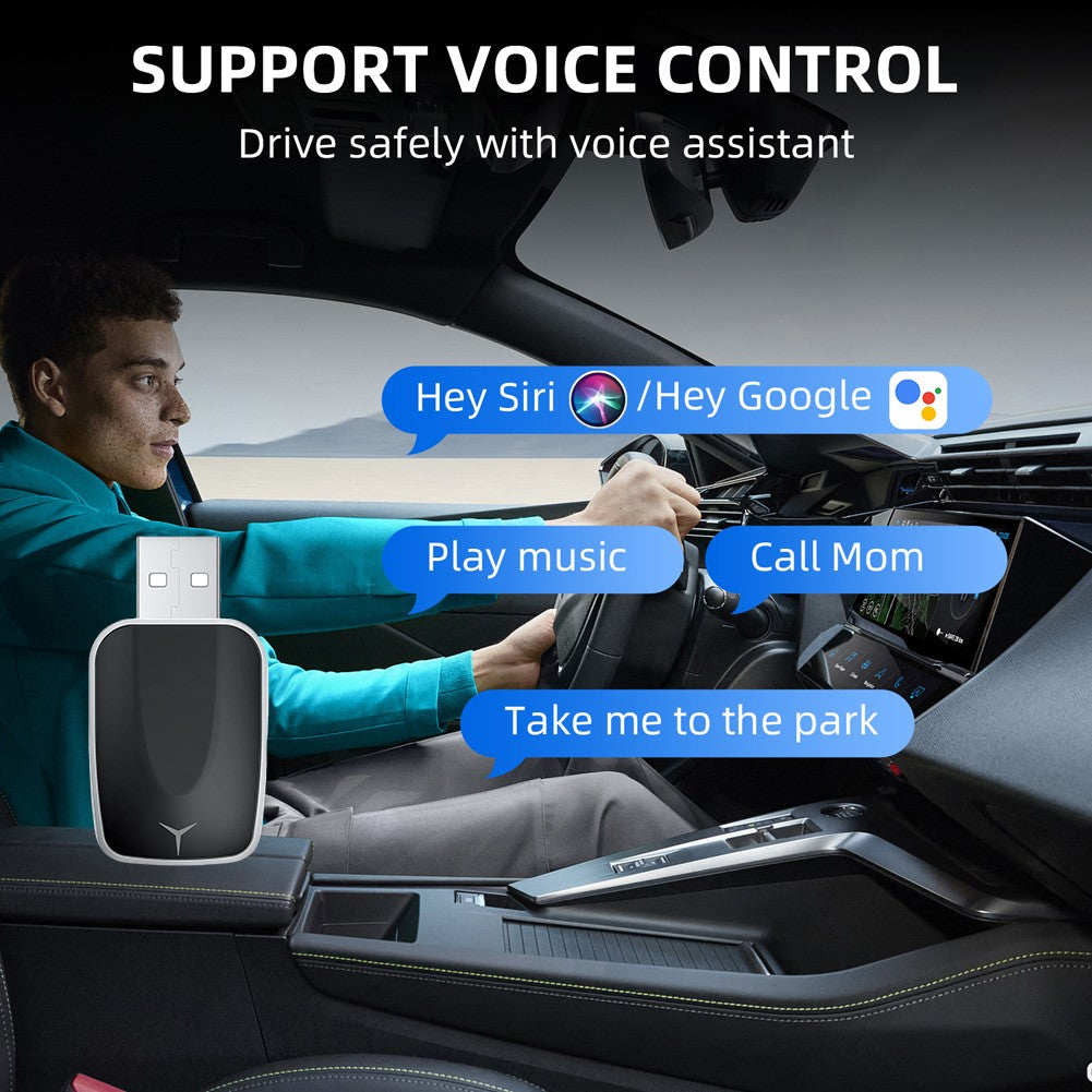 2-in-1 Wired to Wireless CarPlay Adapter & Android Auto Wireless Adapter Bluetooth Dongle Plug And Play USB-A/C for (2016+ Cars)
