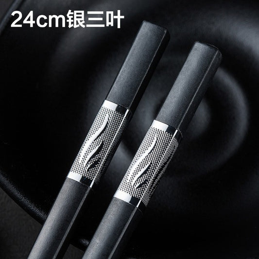 1 Pair Chinese style chopsticks tableware food stick alloy Catering utensils sushi sticks Non-slip Household Kitchen Utensils