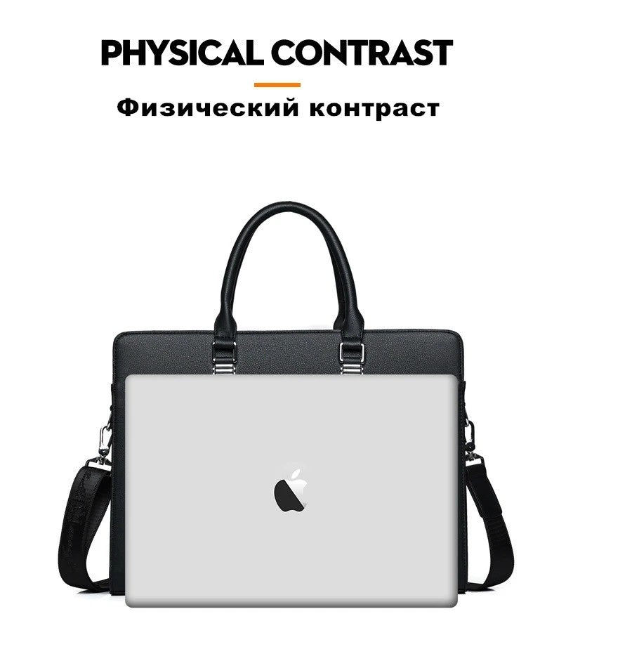 MOTAORA Genuine Leather Laptop Bag Men 14-15.6 Inch Business Briefcase Work Messenger Bag for MacBook HP Dell Acer