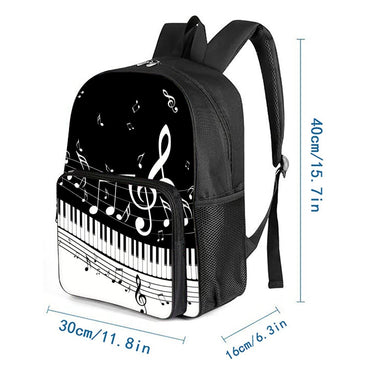 Musical Note Print Square Front Pocket Backpack Zipper Large Capacity for Boy/Girls Best Gift 3D Cartoon Children's School Bag