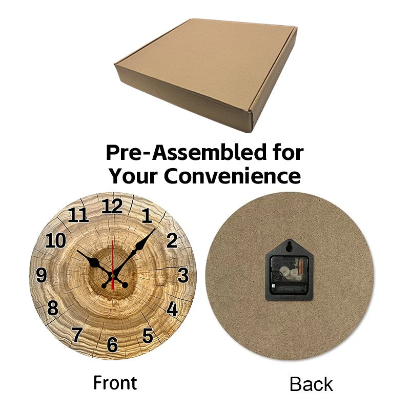 Tree Cross Section Wooden Round Silent Hanging Wall Clock, Suitable For Living Room, Office,Study Room, Bedroom, Home Decoration