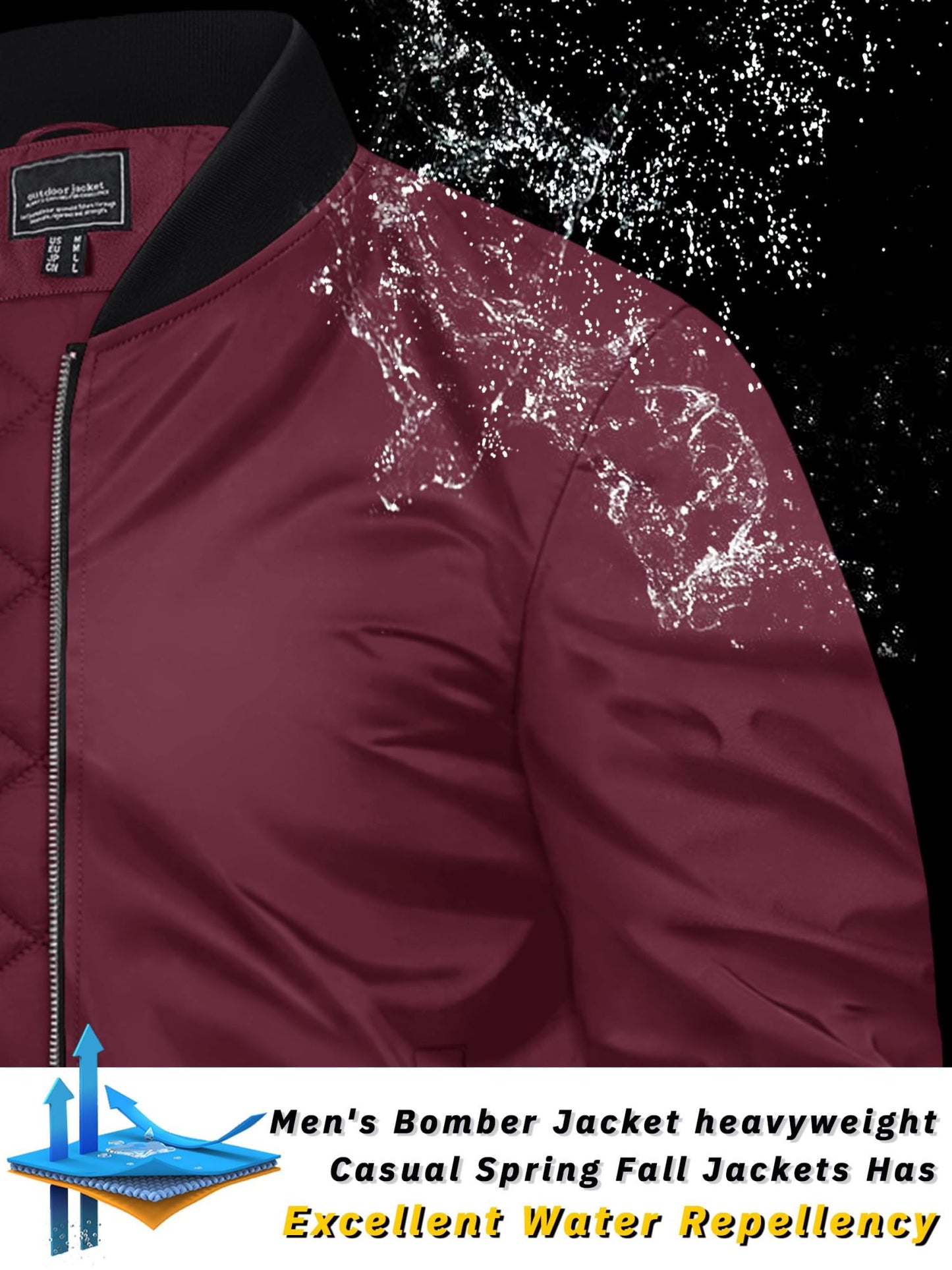 TACVASEN Winter Bomber Jackets Mens Padding Thick Warm Pilot Jacket Outdoor Windproof Waterproof Hiking jacket Windbreaker
