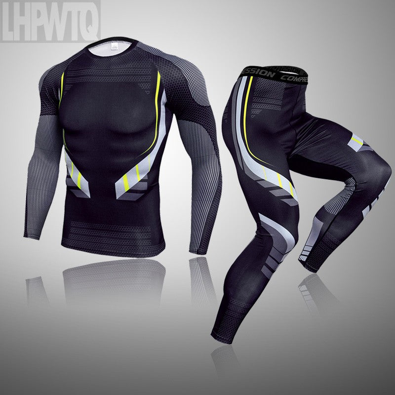 Men Compression Jogging suit Winter Thermal underwear Sports Suits Warm Men's Tr
