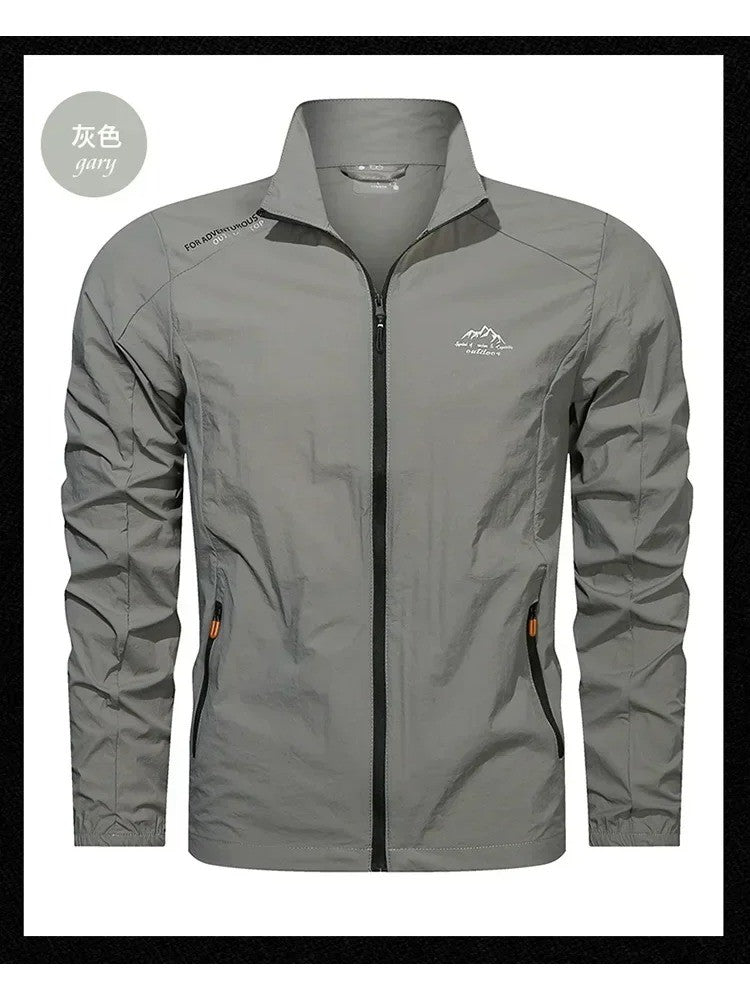 Men Summer Windbreaker Zip Pockets UV Sun Protection Jackets Breathable Ultra-light Working Clothes Outdoor Skin Thin Coats Camp